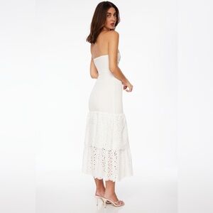 Dynamite Strapless White Eyelet Dress